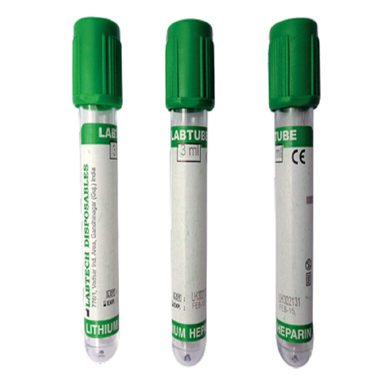 Вакуумна Пробірка, 6 мл, Літій Гепарин, Зелена, 13х100 мм ПЕТ, Labtub